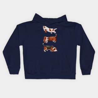 Cute Basset Hound. Funny dogs. Kids Hoodie